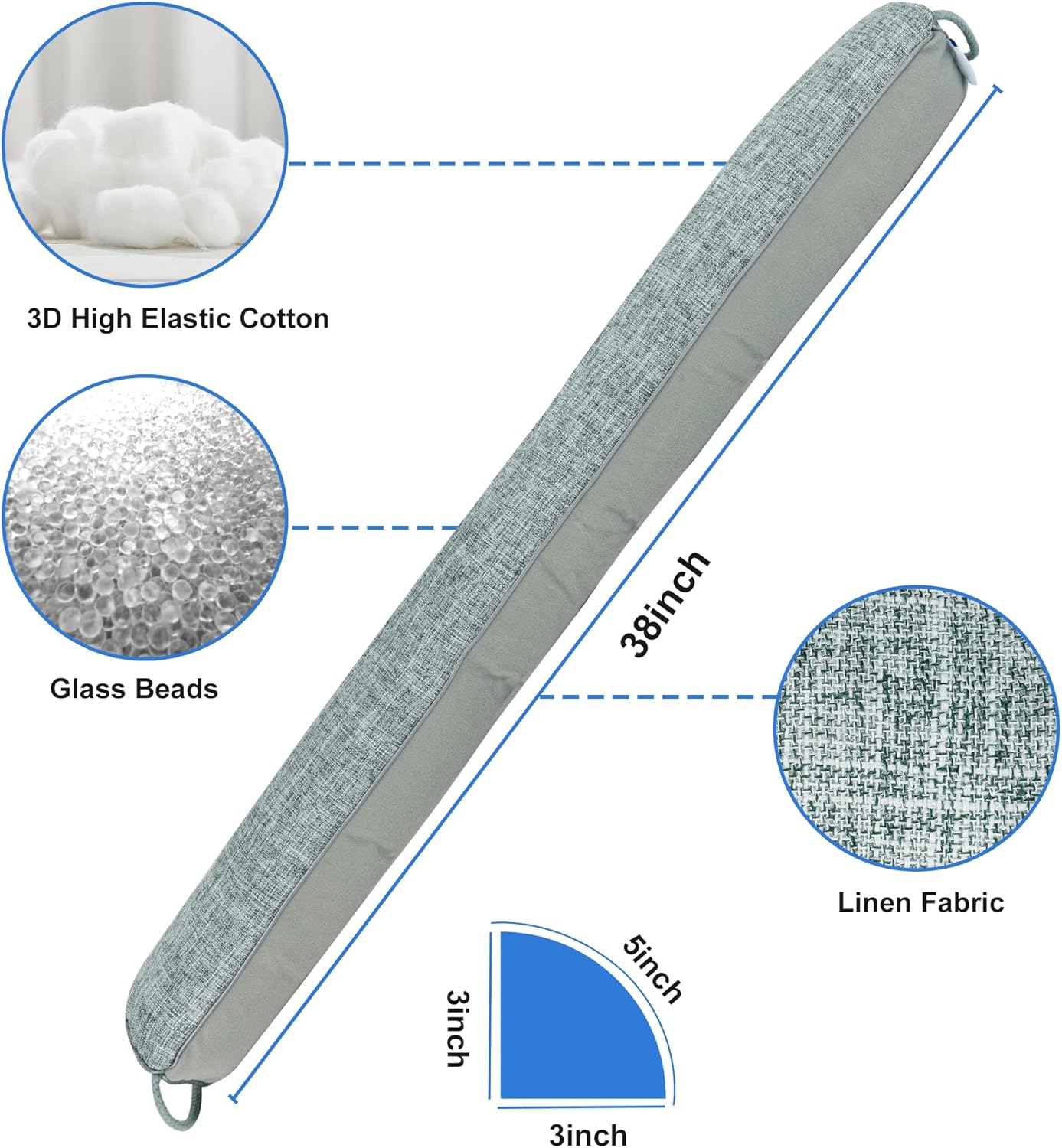 NABOWAN 38" Weighted Under Door Draft Stopper -Triangular Door Draft Blocker with Hook Loops for Easy Install, Save Energy, Home Room Essentials