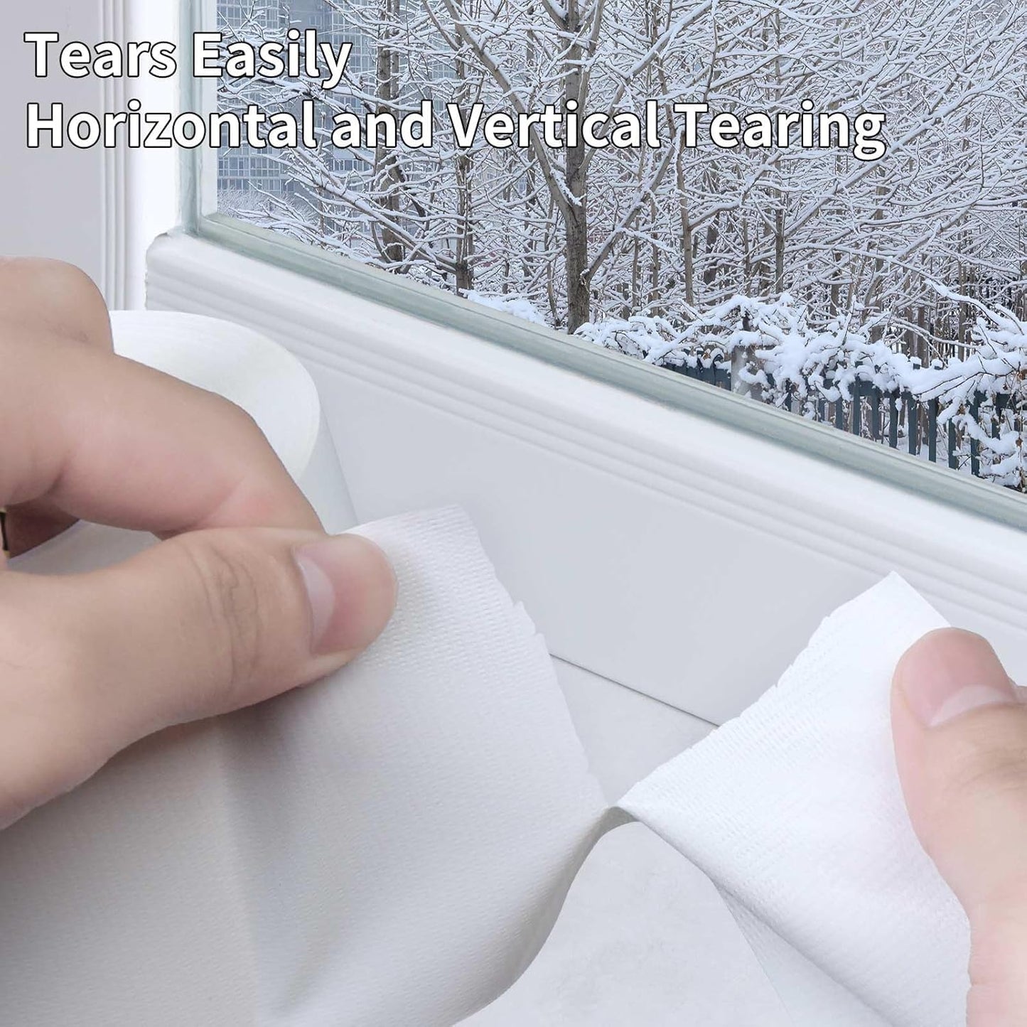 2Pack Duct Tape Heavy Duty Single Sided, Strong Adhesive High Strength, Waterproof Mesh Tape for Indoor Outdoor Repairing Sealing Bonding, Easy Use Hand Tearable, 1.57 Inch x 33 Feet, White