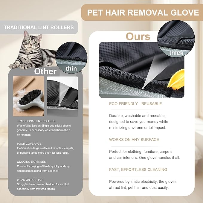 Wholesale 50PCS Pet Hair Removal Glove for Cats & Dogs, Upgraded Five-Finger Electrostatic Pet Hair Remover Glove, Reusable Magic Brush Pet Hair Removal Tool for Laundry, Couch, Carpet & Car Seat