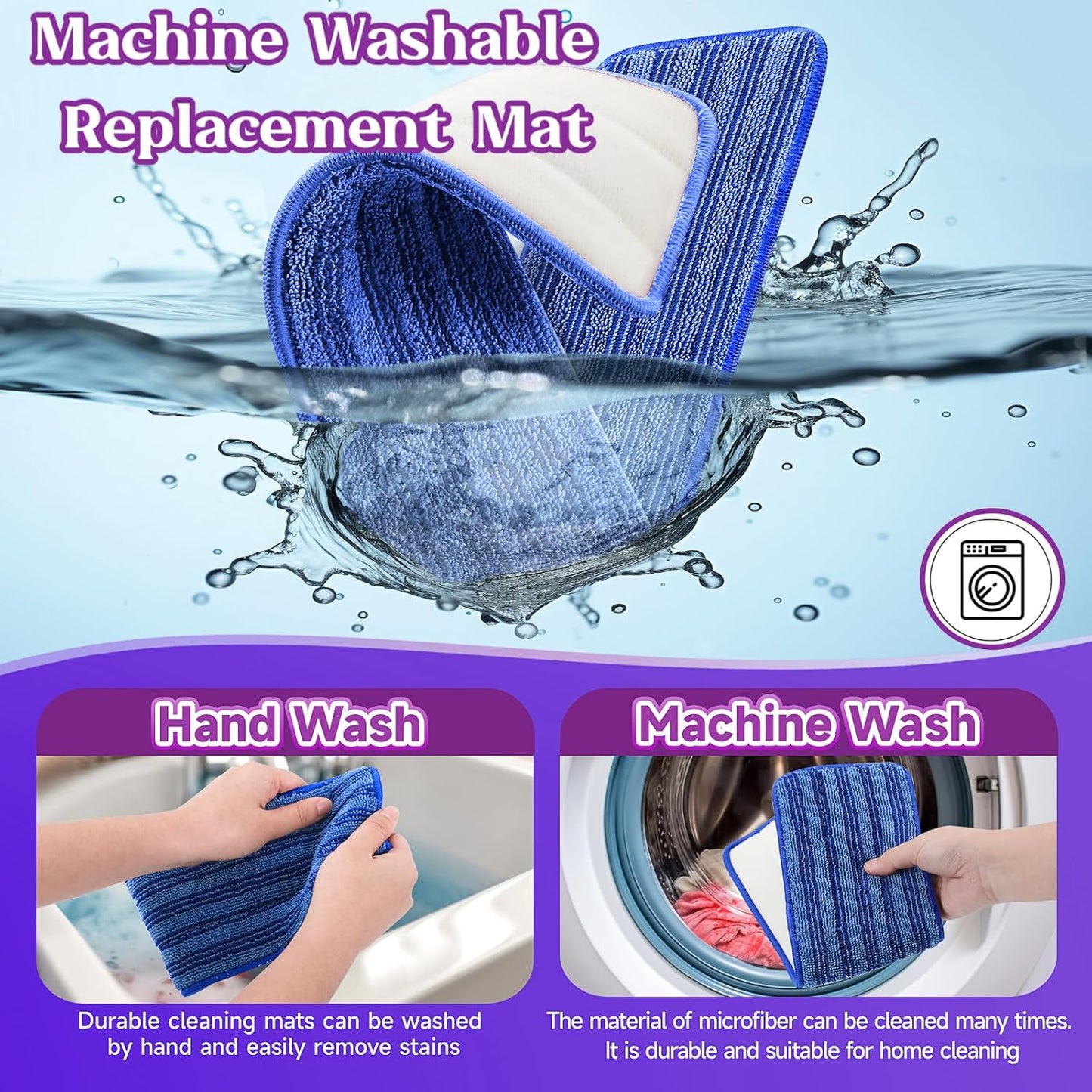 8 Pack Reusable Mop Pads Compatible for Swiffer PowerMop,Microfiber Mop Replacements Pads for 13''-15'' Spray Mop, Machine Washable Power Mop Pads for Swiffer,Dry Wet Spray Floor Pads, Blue