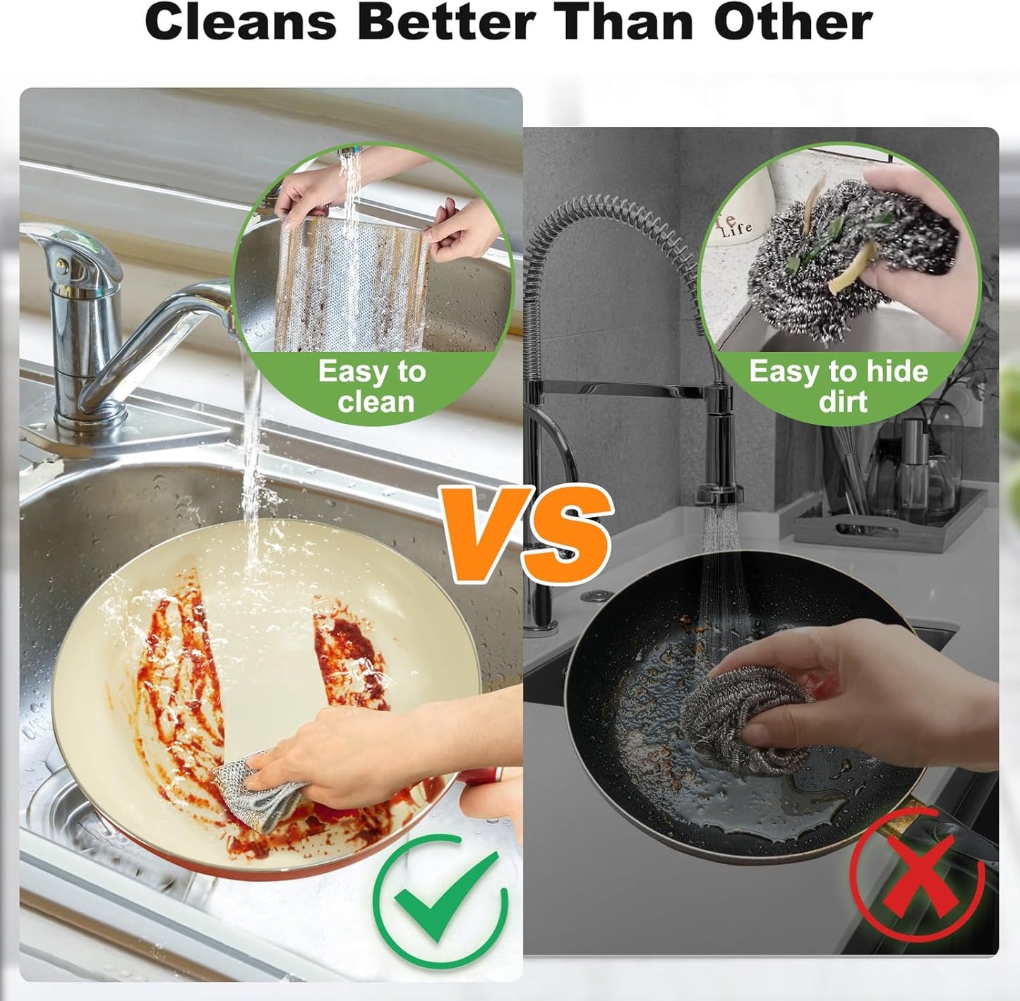 10pcs Non Scratch Wire Dishcloth Multipurpose Wire Dishwashing Rag for Wet and Dry,Metal Scrubbers for Cleaning Dishes,Dual-Sided Kitchen Cleaning Cloth with Mesh,Cleaning Tool for Pot, Blue