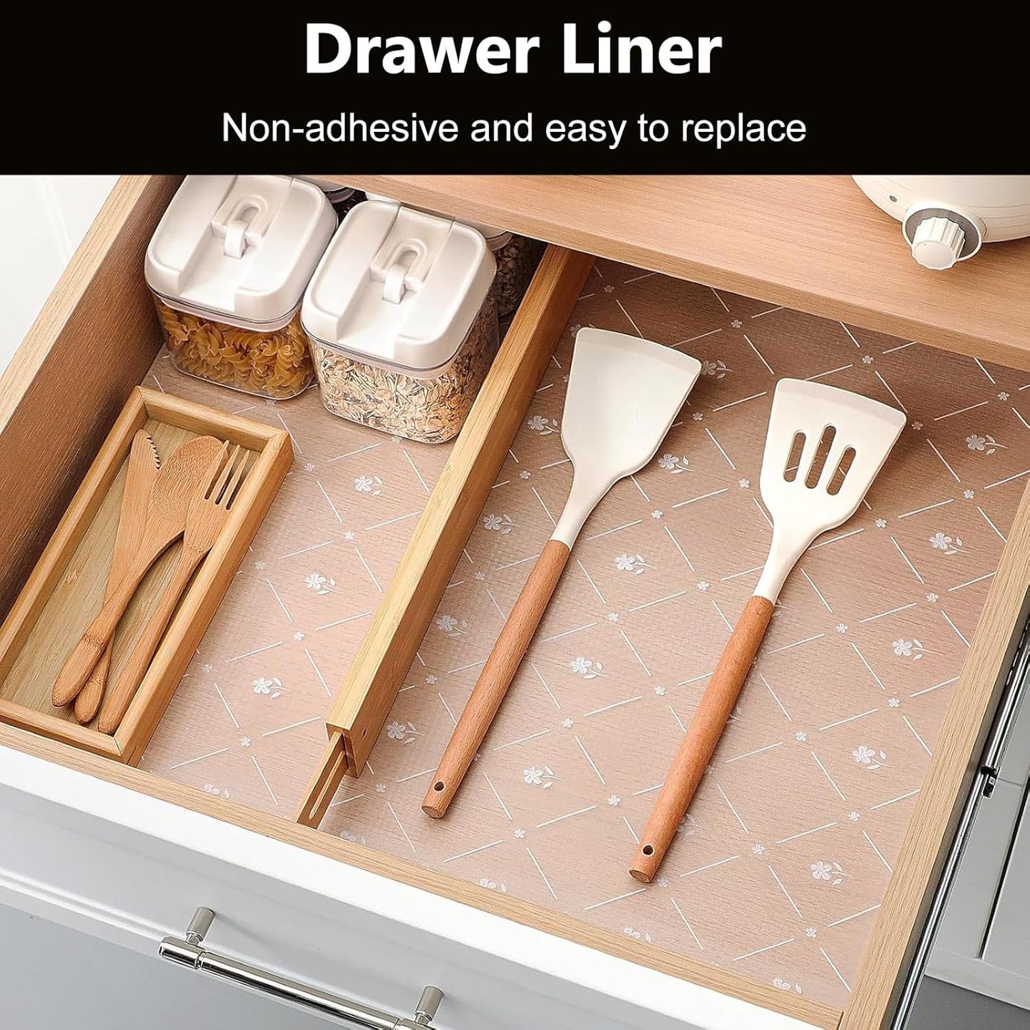 INNOLITES Shelf Liners for Kitchen Cabinets, Non Adhesive Drawer Cabinet Liner, Waterproof Oil-Proof Non-Slip Shelf Liner for Kitchen Pantry Refrigerator 11.8" x 360"