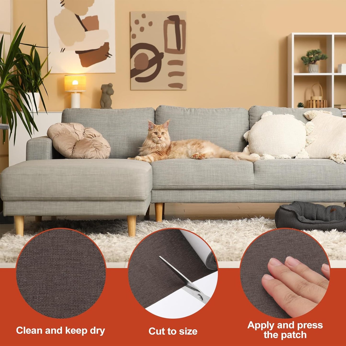 PATIKIL 70x6.2 Inch Linen Repair Tape, Repair Fabric Patch Self Adhesive Couch Patch Line Repair Patch for Furniture Sofa Car Seats Office Chairs, Dark Brown