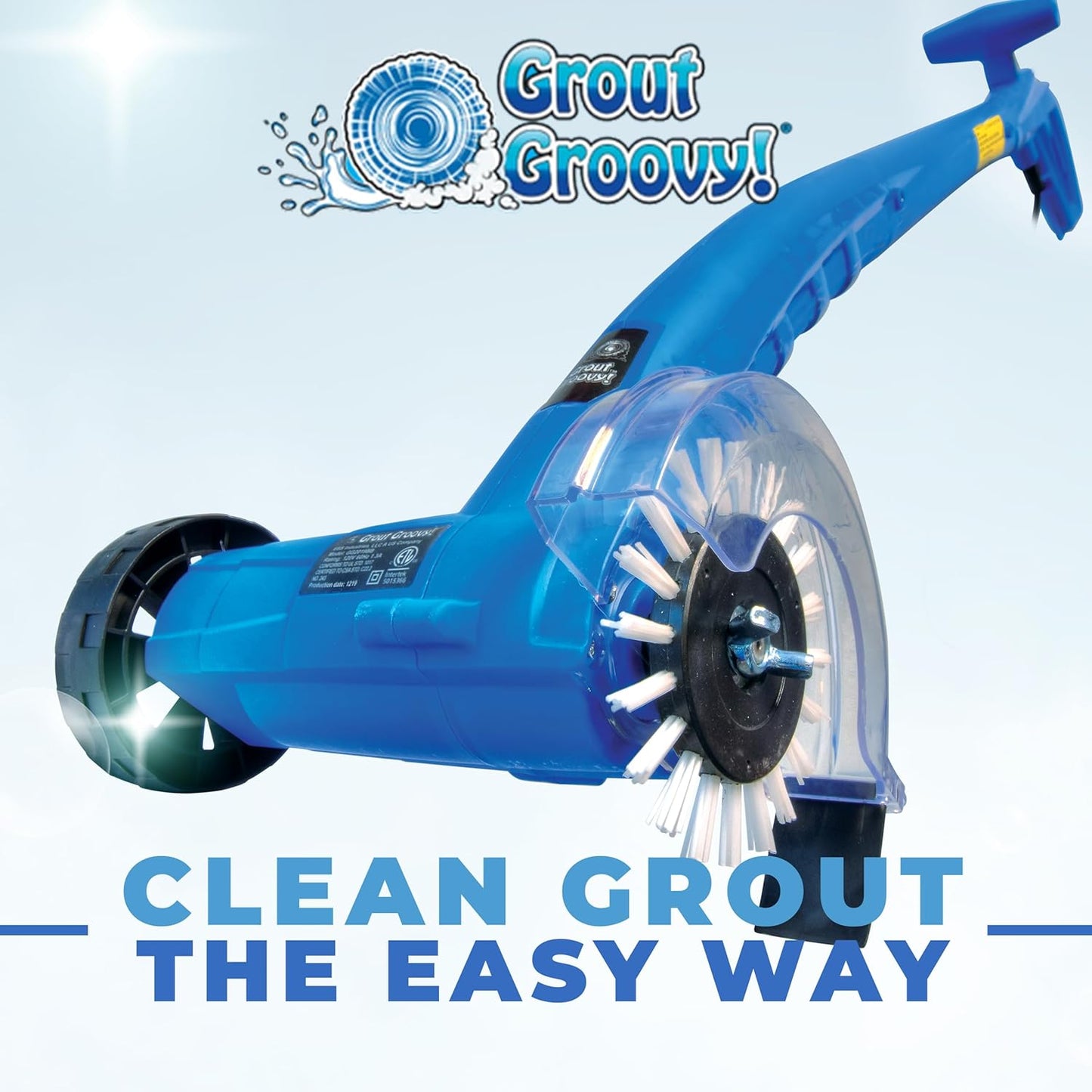 Grout Groovy! Electric Stand-Up Lightweight Grout Cleaning Machine – Large Tile Grout Cleaner for Deep Cleaning Kitchen Floors, Bathrooms & Tile Surfaces | Easy-to-Use Electric Floor Scrubber Machine