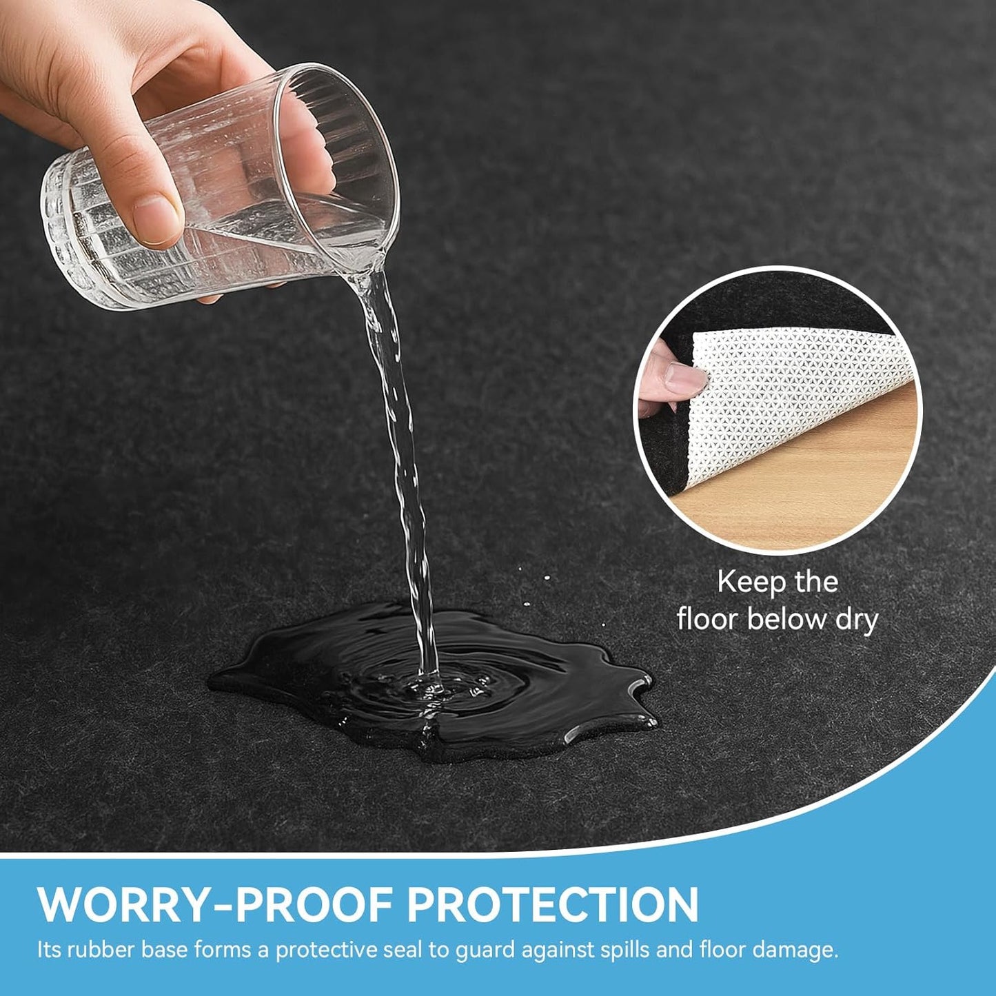 Warmstar 3x5 FT Non Slip Rug Pad,100% Waterproof Felt Rug Pad for Hardwood Floors,1/8” Thick Soft Carpet Pad with Natural Rubber Backing, Secure Grip & Floor Protection