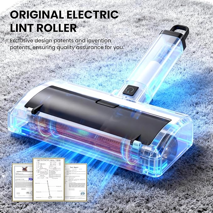 Dog Hair Remover for Carpet, Reusable Pet Hair Remover, 44 Inch Adjustable Handle, Electric Dog Cat Hair Removal Tool for Couch, Carpet