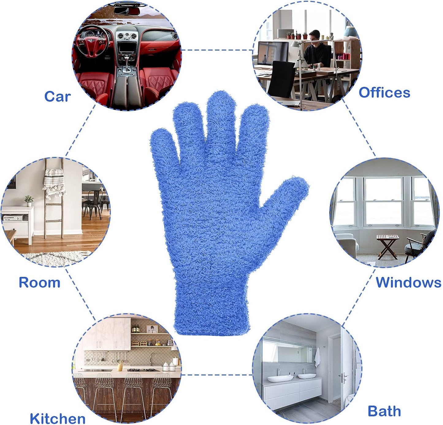 Patelai Microfiber Gloves for Plants Dusting Cleaning Glove Mittens, Navy Blue, 4 Count