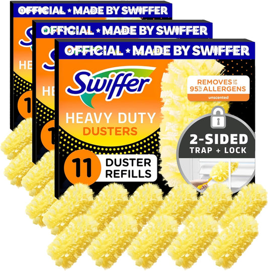 Swiffer Dusters Heavy Duty Multi-Surface Duster Refills for Cleaning, Unscented, 11 Count (Pack of 3)