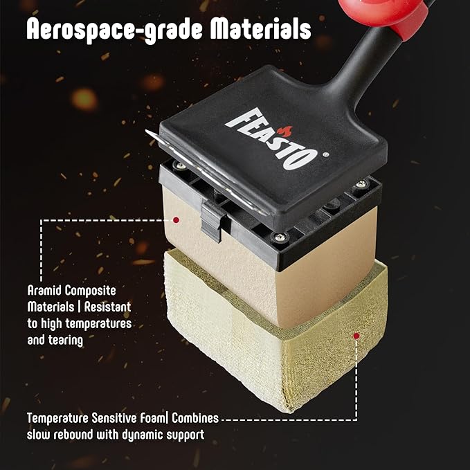 2-Pack Replacement Heads for Grill Brush, Bristle-Free Interwoven-Tech with Thermal-Sensitive Sponge, Compatible with Feasto 6-in-1 Outdoor Grill Brush