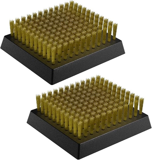 ENLOY 2-Pack Copper Wire Grill Brush Replacement Heads, Grill Brush and Scraper Replacement Head with 8 Screws & Screwdriver, BBQ Cleaning Replacement Brush Head with Protective Cover & for Most Grill