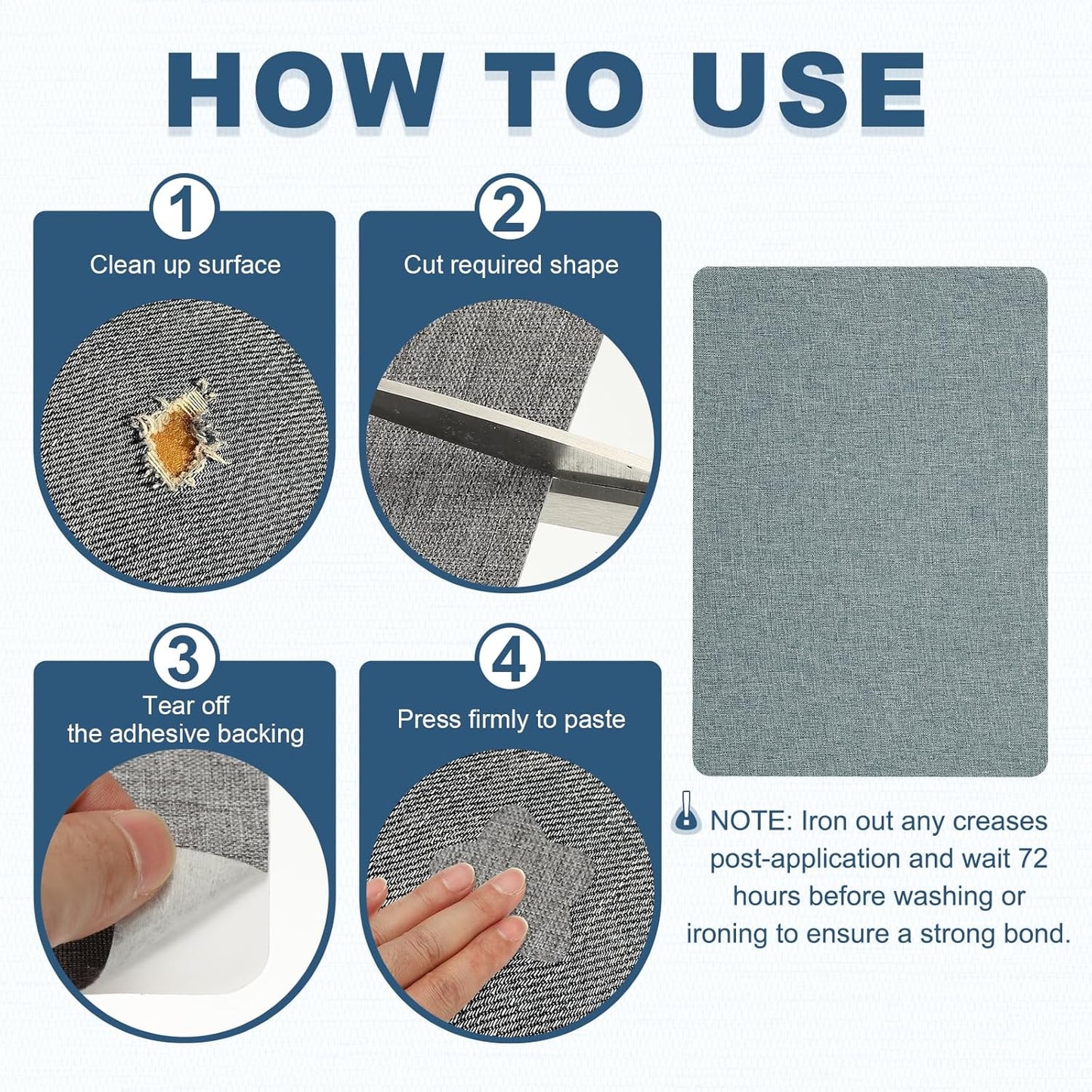 PATIKIL 8x11 Inch Linen Repair Patches, 2Pcs Self-Adhesive Fabric Patch for Sofas Tote Bags Furniture Car Seats Clothes Tents, Blue