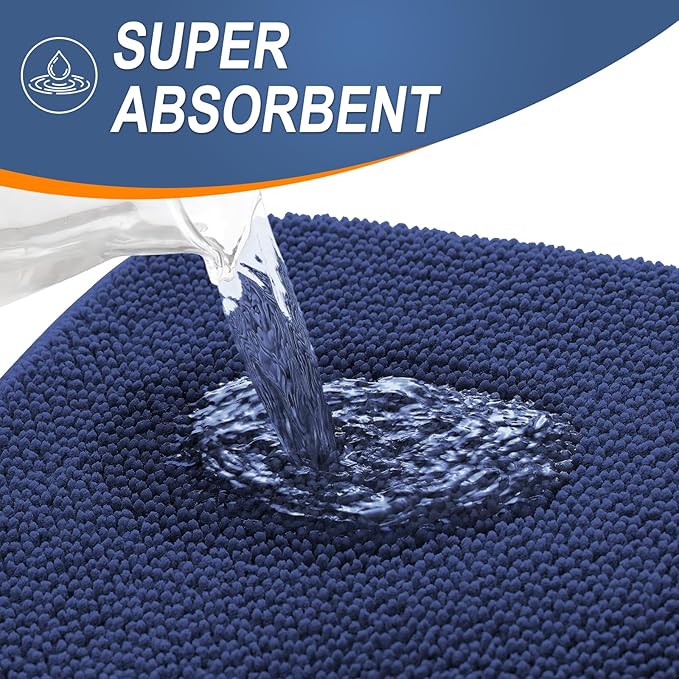 OLANLY Thick Memory Foam Bath Mat Rug 36x24, Extra Soft Absorbent Bathroom Rug, Quick Dry Bath Mats, Non-Slip, Machine Washable Carpet, Tub and Shower, Home Decor Accessories, Twilight Sapphire