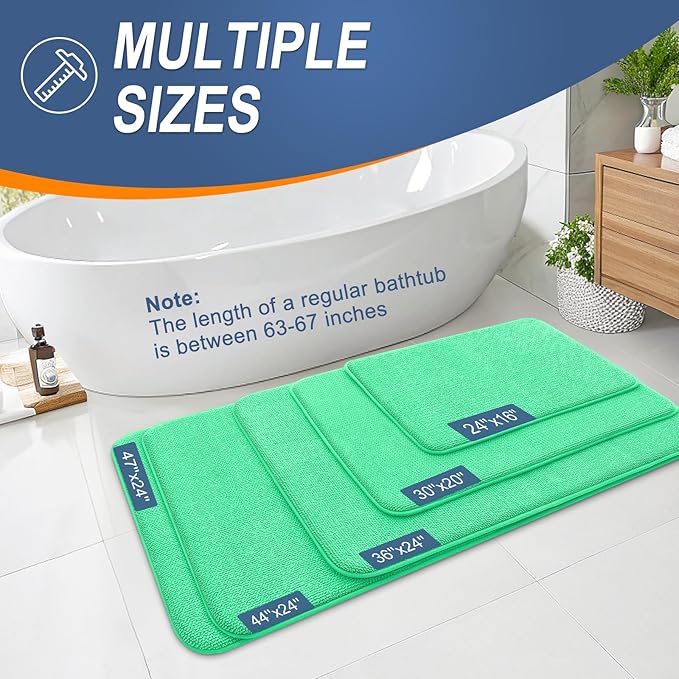 OLANLY Thick Memory Foam Bath Mat Rug 36x24, Extra Soft Absorbent Bathroom Rug, Quick Dry Bath Mats, Non-Slip, Machine Washable Carpet for Bathroom, Tub and Shower, Home Decor Accessories, Mint Green