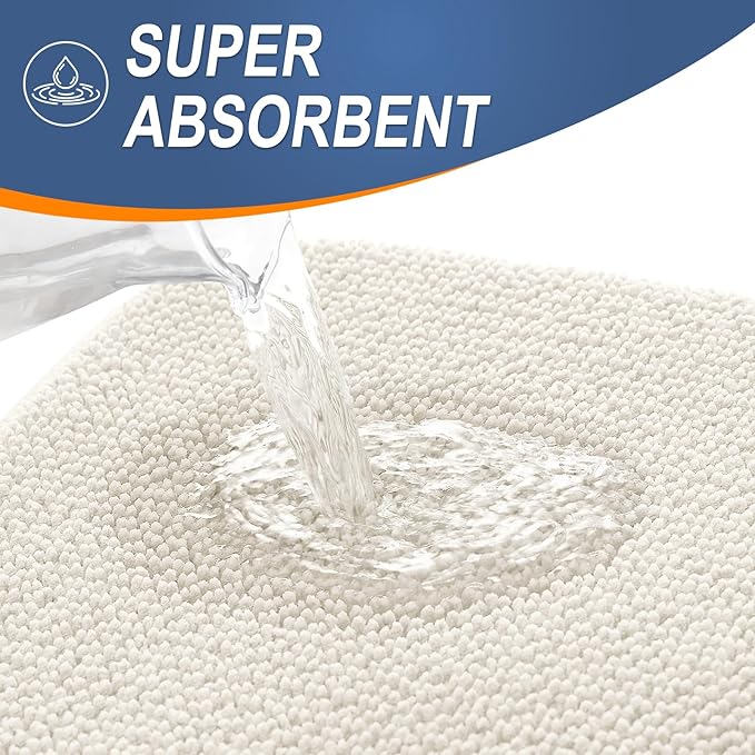 OLANLY Thick Memory Foam Bath Mat Rug 44x24, Extra Soft Absorbent Bathroom Rug, Quick Dry Bath Mats, Non-Slip, Machine Washable Carpet for Bathroom, Tub and Shower, Home Decor Accessories, Ivory