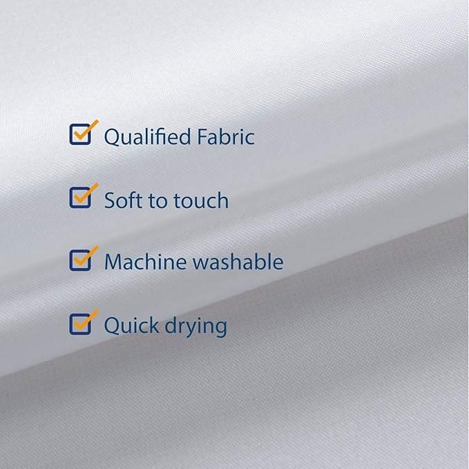 N&Y HOME Large Fabric Shower Curtain Liner 84 x 78 inches, Hotel Quality, Washable, Water Repellent, White Bathroom Curtains with Grommets, 84x78