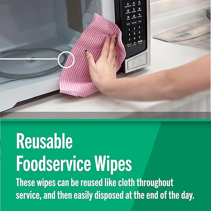 Fresh Towel Foodservice Reusable Paper Towels - 1/4 Fold, 13 x 20 inches - Pink Straight Line Pattern (1 Case of 200) All Purpose Cleaning Towels