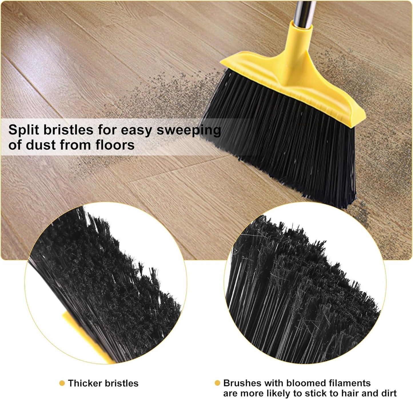 3 Pack Outdoor Heavy Duty Broom 59 Inch - Commercial Grade for Patio, Garage, Restaurant, Lobby, Mall, Market, Office, Kitchen, Driveway, and Warehouse Cleanup