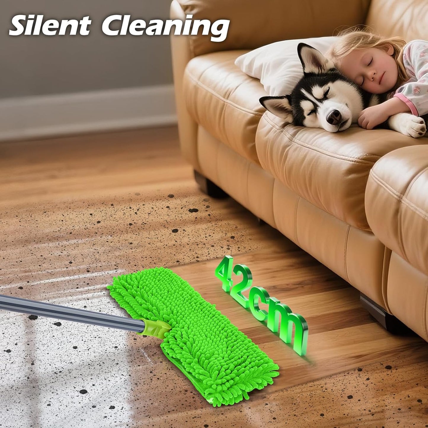 MASTERTOP Microfiber Mops for Floor Cleaning, Double-Sided Dust Mop with 4 Reusable & Washable Mop Pads, Wet Dry Flat Mop with Extension Stainless Steel Handle for Hardwood, Vinyl, Laminate