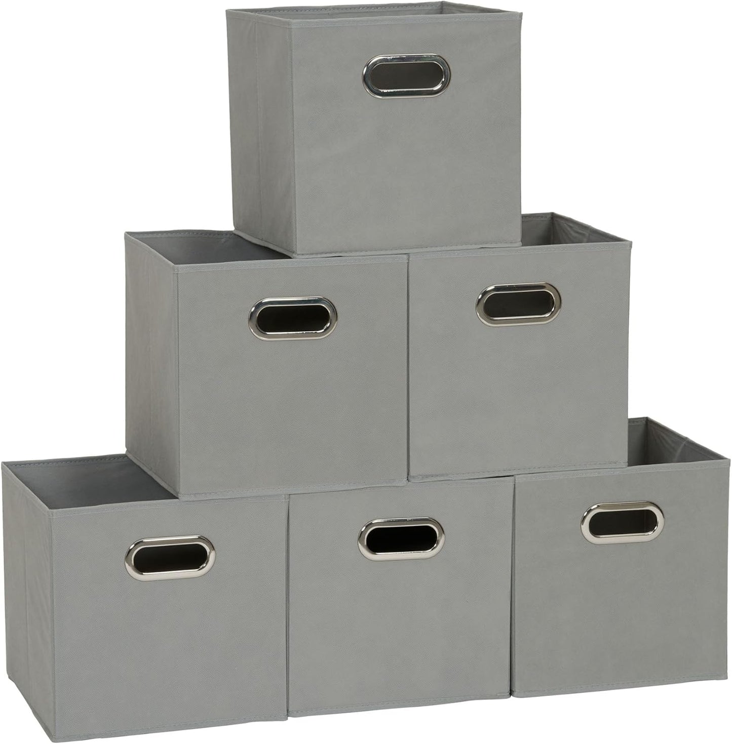 Household Essentials 84-1 Foldable Fabric Storage Bins | Set of 6 Cubby Cubes with Handles | Gray (Pack of 6)