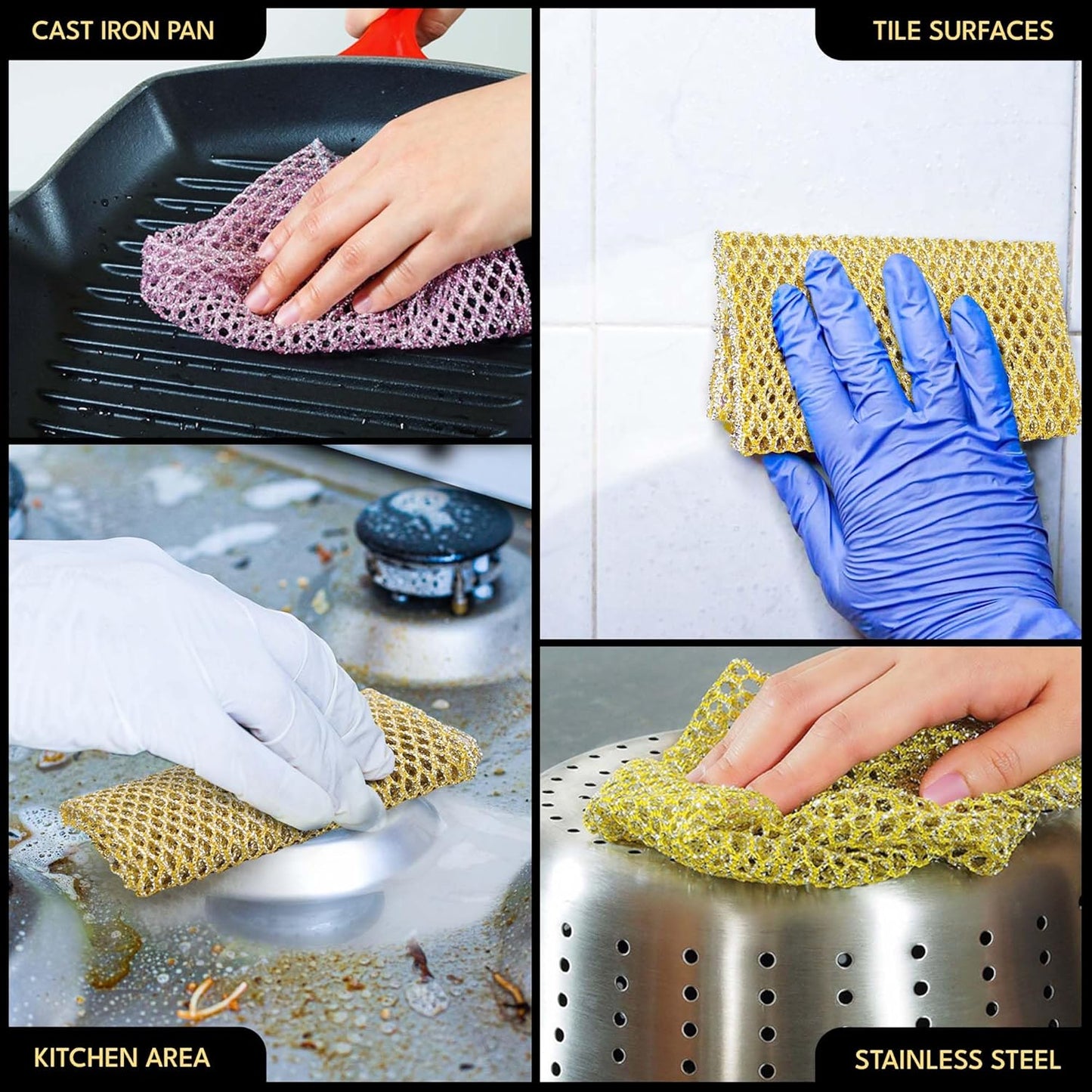 The Crown Choice Heavy Duty Non-Scratch Dish Scrubbers for Cleaning Dishes & Pots (6Pcs) - Replace Kitchen Sponges for Dishwashing with Our Scouring Pads - Try Our Alternative Dish Washing Scrub