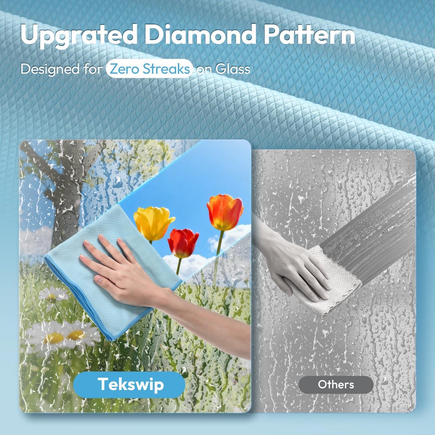 Nanoscale Microfiber Cloths 15.55”x 15.55”, Glass Window Mirror Stainless Steel Car Cleaning, Streak-Free, Lint-Free, Super Thick & Absorbent, Reusable, 6 Pack (Gray)