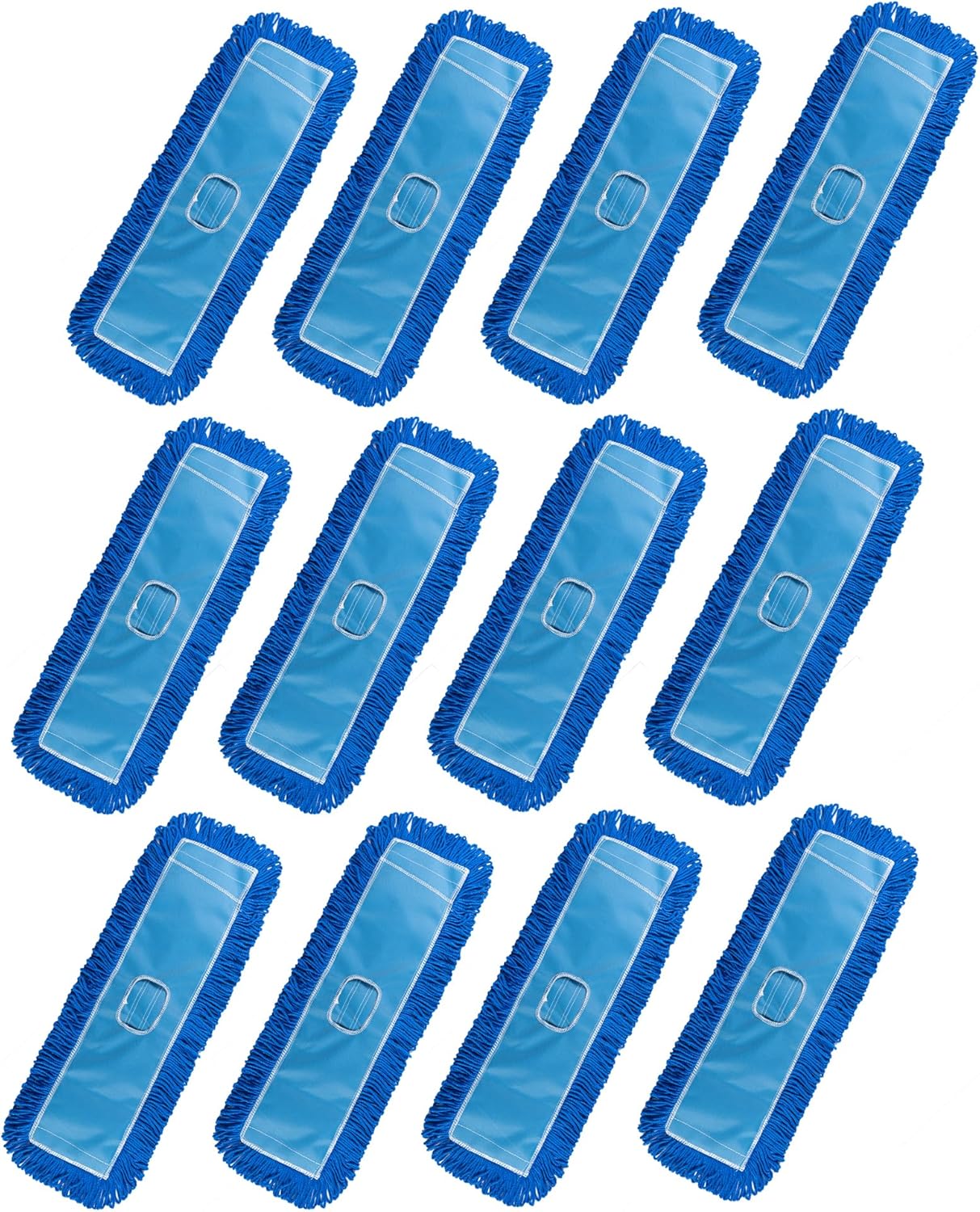 Matthew 24'' Microfiber Loop Dust Mop Washable Commercial&Residential Heavy Duty Mop Head Replacement Premium Absorbent Industrial Dust Mop Refill Pads for Hardwood, Office,Garage and Hotel -12Pack