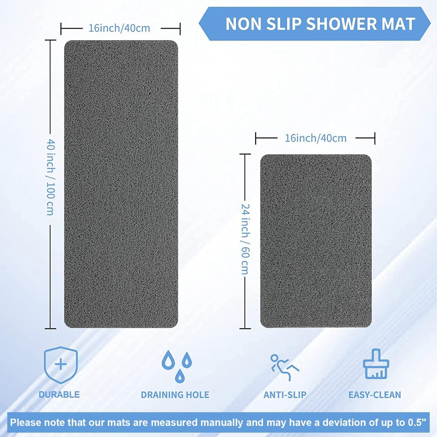 Non Slip Bathtub Mat,Anti Slip Shower Mat,Fast Drying Bath Tub Mats,Foot Scrubber Mat,Anti Slip Mat for Tub,Floor,Bathroom,Home,Kitchen,Hotel