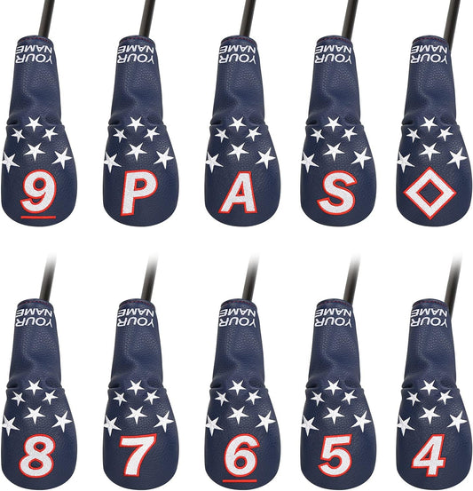 Blue and White Stars Hybrid Iron Head Covers