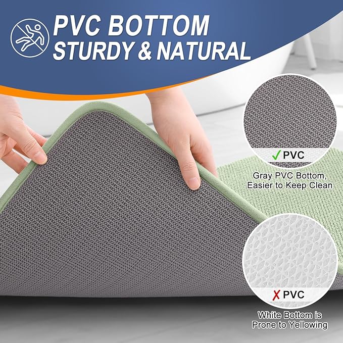 OLANLY Thick Memory Foam Bath Mat Rug 30x20, Extra Soft Absorbent Bathroom Rug, Quick Dry Bath Mats, Non-Slip, Machine Washable Carpet for Bathroom, Tub and Shower, Home Decor Accessories, Sage Green