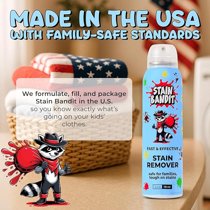 Stain Remover Spray - Non-Toxic, Family Safe Formula - Bag-On-Valve 360 Continuous Spray - Powerful Natural Cleaner for Clothes, Upholstery, Carpet, Car Seats & More - 4.2 oz