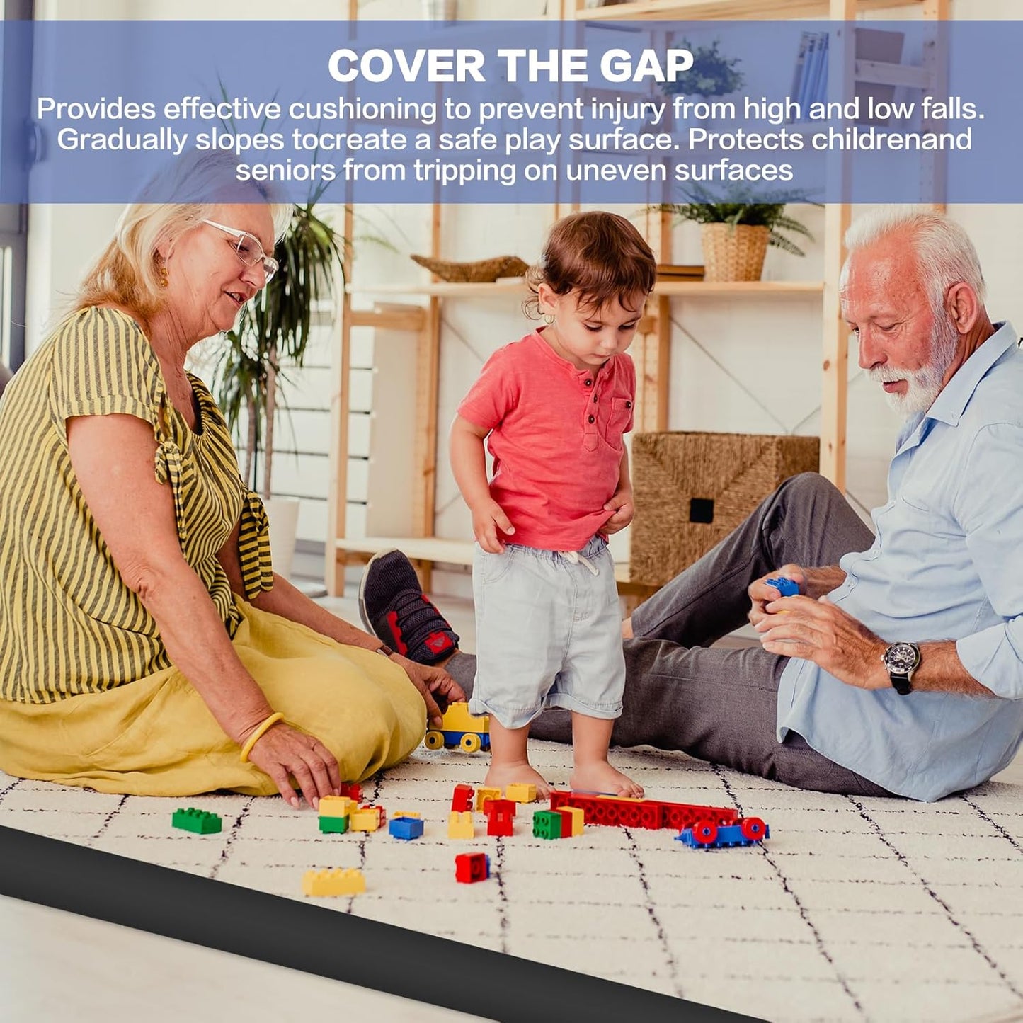 Floor Transition Strip Vinyl Door Threshold Ramp Self Adhesive Carpet Edging Strip Doorway Edge Trim, Overlap Edge Reducer for Laminate Carpet, Floor, Tile (Black, 1/5" to 2/5", 10Ft)