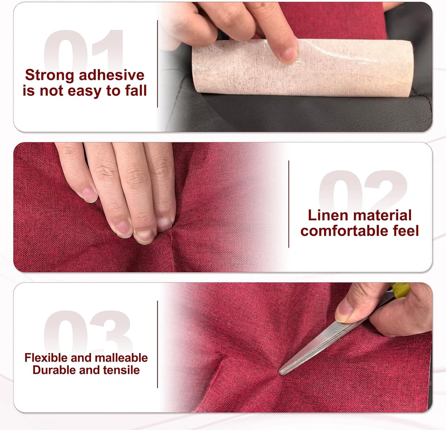 PATIKIL 70x4.4 Inch Linen Repair Tape, Repair Fabric Patch Self Adhesive Couch Patch Line Repair Patch for Furniture Sofa Car Seats Office Chairs, Khaki