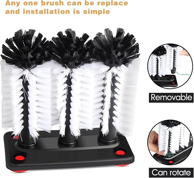 Glass Washer Brush Cleaner - 3 Brushes per Base
