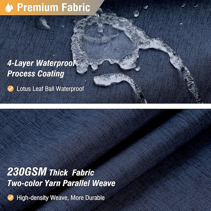 BTTN Long Fabric Shower Curtain - 72x80 Inch Linen Textured Heavy Duty Polyester Cloth Shower Curtain Set with 12 Plastic Hooks, Hotel Luxury Waterproof Modern Shower Curtains for Bathroom, Navy Blue