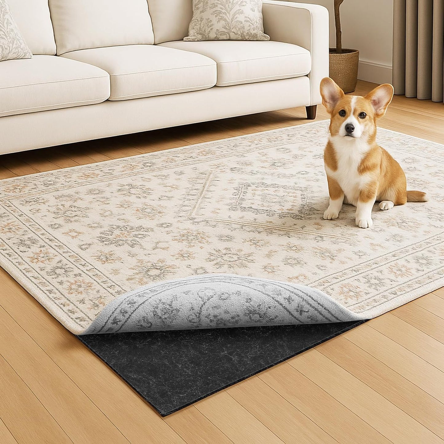 Warmstar 10x14 FT Non Slip Rug Pad,100% Waterproof Felt Rug Pad for Hardwood Floors,1/4” Thick Soft Carpet Pad with Natural Rubber Backing, Secure Grip & Floor Protection