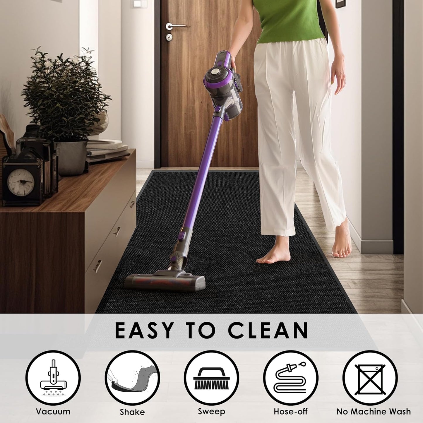 3′ x 45′ Front Door Mat Indoor Outdoor Entrance, Commercial Floor Mat Heavy Duty Dirt Trapper Entryway Doormat, Custom Size Non Slip Rubber Backing Welcome mat, Door Mat for High Traffic Area