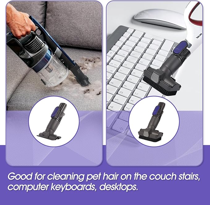 Vacuum Crevice Tool Brush Replacement Parts Compatible with Shark Pet Cordless Stick IX141 IZ162H IZ163H IZ362H IZ562H IZ140 IZ142 UZ145 Removable two-in-one Tool Brush Attachments for D-Shaped Vacuum
