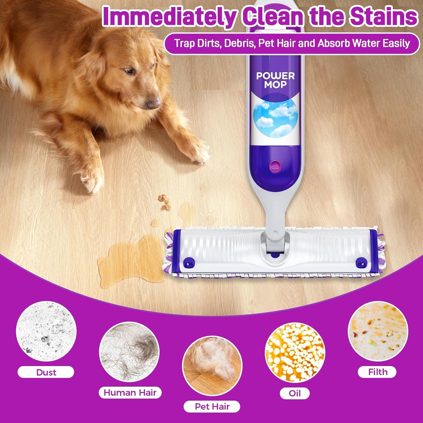 30 Pack Power Mop Pads Refills Compatible with Swiffer Power Mop Refills,Disposable Microfiber Replacement Pads for Swiffer Wet Pads Refill,Non-Washable & Unscented