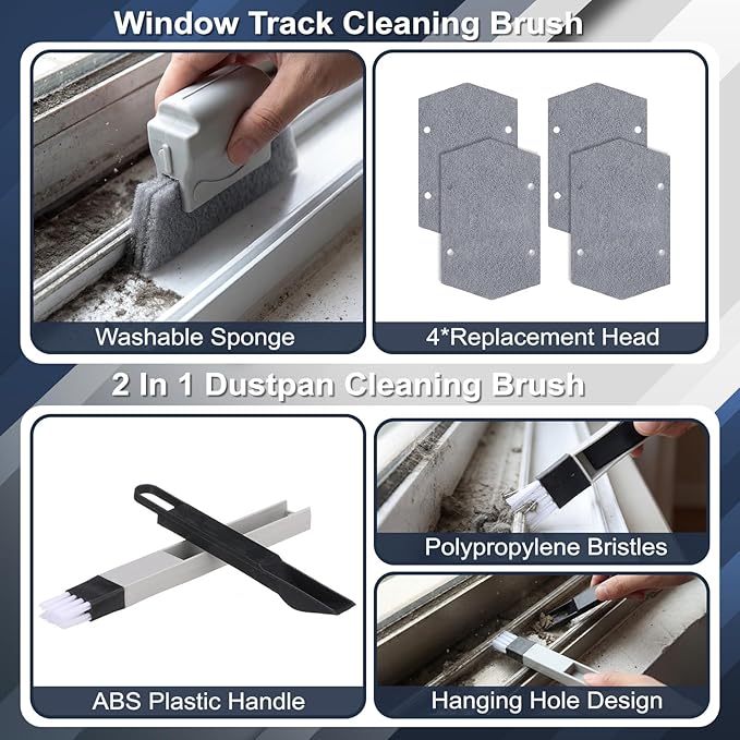 23 Pcs Window Track Cleaner Tools Set, Window Groove Cleaning Brush Kit for Sliding Door, Sill, Tile Lines, Shutter, Car Vents, Keyboard, Air Conditioner