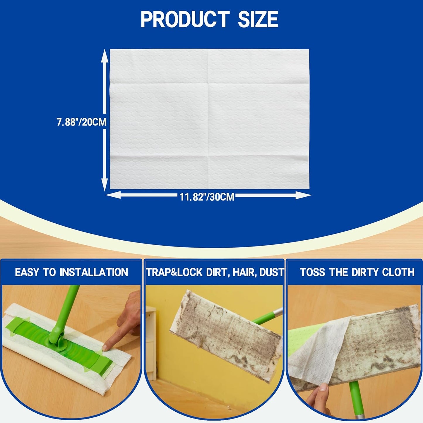 Dry Sweeping Cloths Disposable Mop Refills Floor Dust Mop Pad, Floor Cloth Refills for Swiffer Standard Sweeper, Pack of 160