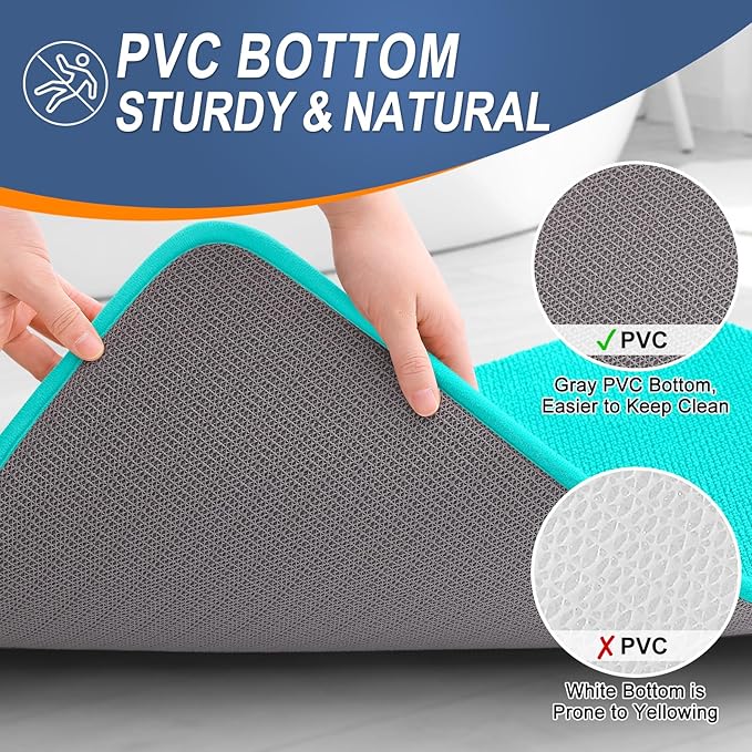 OLANLY Thick Memory Foam Bath Mats Rugs 36x24, Extra Soft Absorbent Bathroom Rug, Quick Dry Bath Mat, Non-Slip, Machine Washable Carpet for Bathroom, Tub and Shower, Home Decor Accessories, Teal