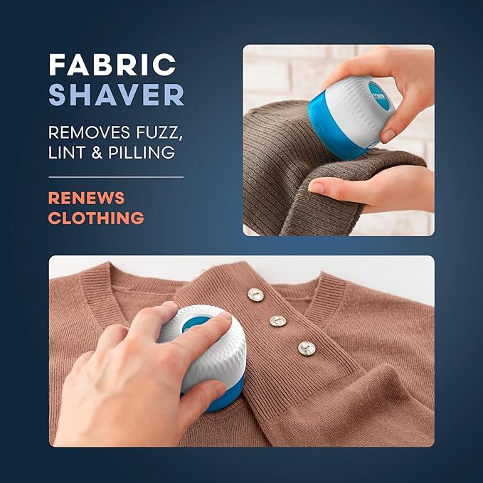 Conair Fabric Shaver, Lint Shaver for Clothing and Furniture Removes Lint, Fuzz, and Pilling, Fabric Pilling Remover with Extra-Large 2.25" Shaving Surface and 3 Stainless Steel Blades