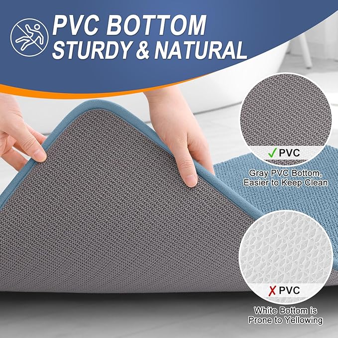 OLANLY Toilet Rugs U-Shaped 24x20, Extra Soft Absorbent Thick Memory Foam Contour Bathroom Rugs, Dry Quickly, Machine Washable, Non-Slip Toilet Bath Mat, Home Decor Accessories, Airy Blue