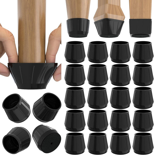 24PCS Silicone Chair Leg Floor Protectors for Hardwood Floors, Thicken Rubber Chair Leg Cap Covers, Non Slip Furniture Leg Pads to Protect Wood Tile Floors from Scratches and Reduce Noise
