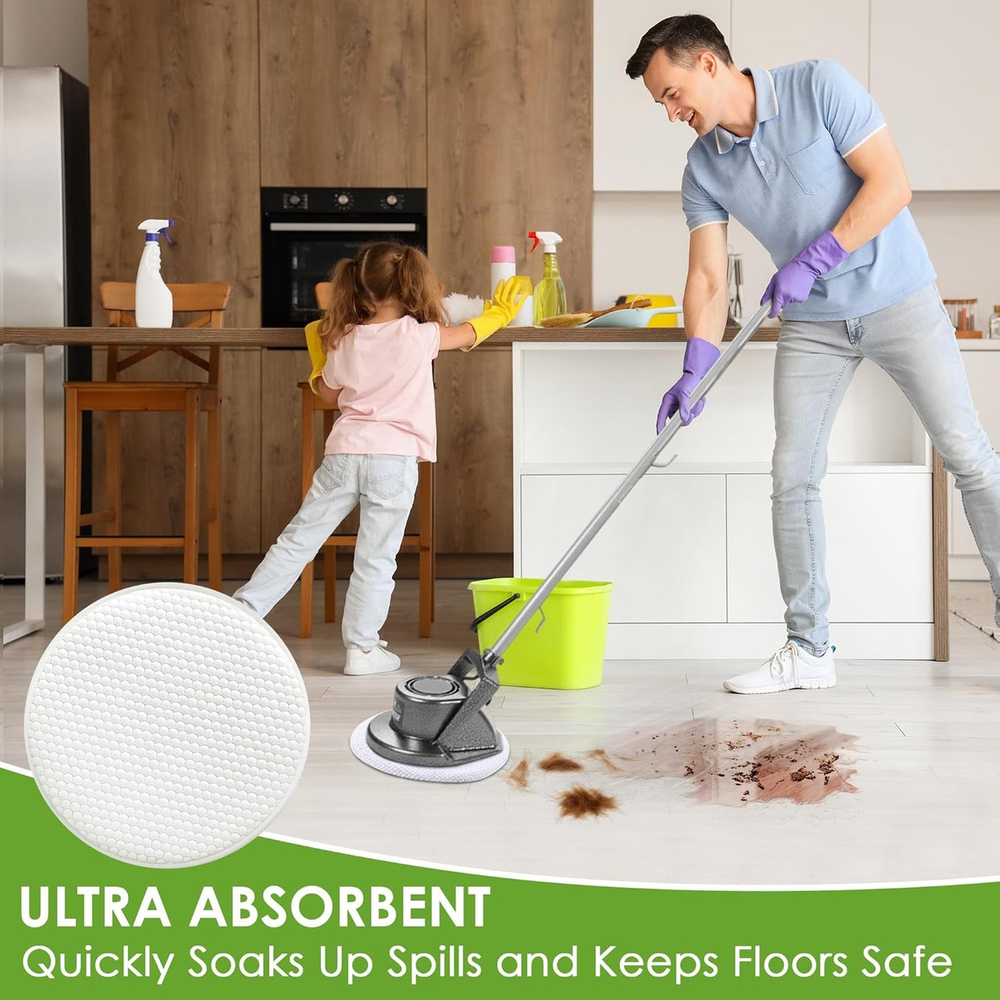 2 Pack 12" Floor Machine Pads Compatible with Oreck Commercial 550MC 437.056 Orbiter Scrubber Machine, Microfiber Carpet Bonnet, Floor Buffer Pad for Deep Cleaning (Bonnet & Buffer)