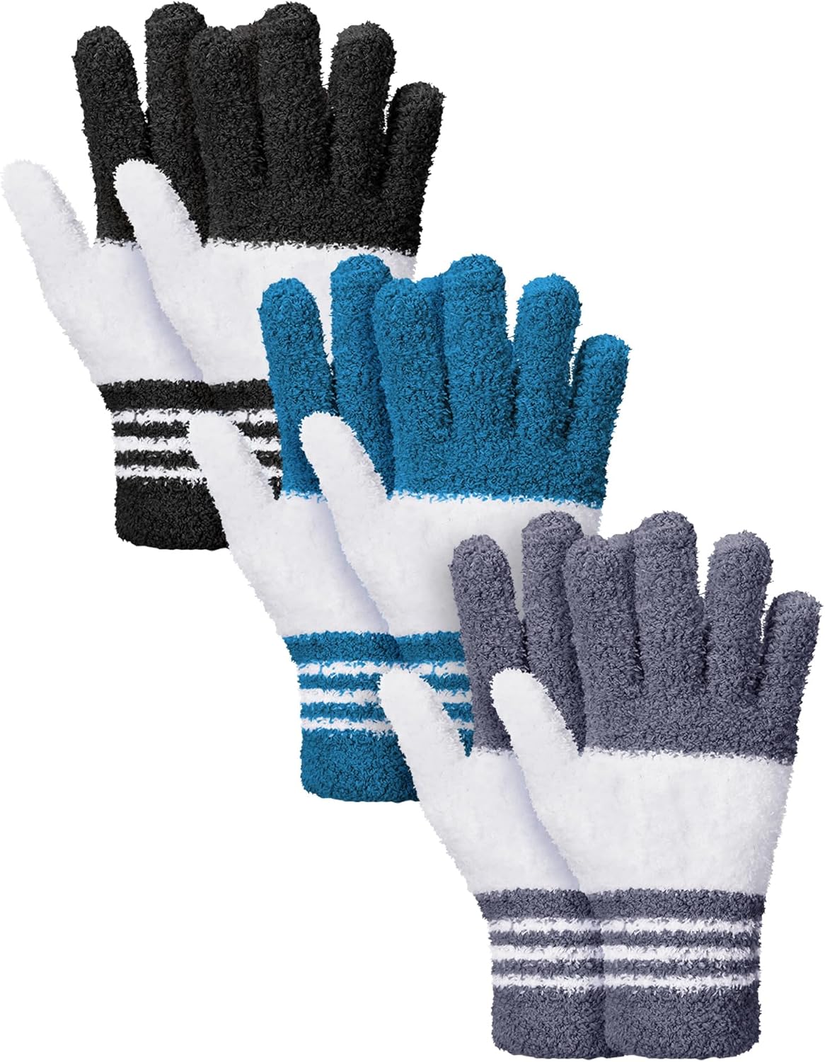 Patelai 3 Pairs Microfiber Plant Dusting Gloves Leaf Cleaning Gloves for Indoor Plants, Blinds, Furniture, House(Medium,Black, Dark Blue, Gray)