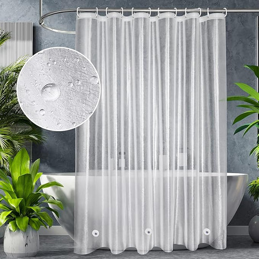 UFRIDAY Frosted Shower Curtain Liner 72 x 72 inches with 3 Big Magnets, Eva Plastic Weighted Shower Curtains for Bathroom,Water Repellent,Heavy Duty,Semi Transparent.