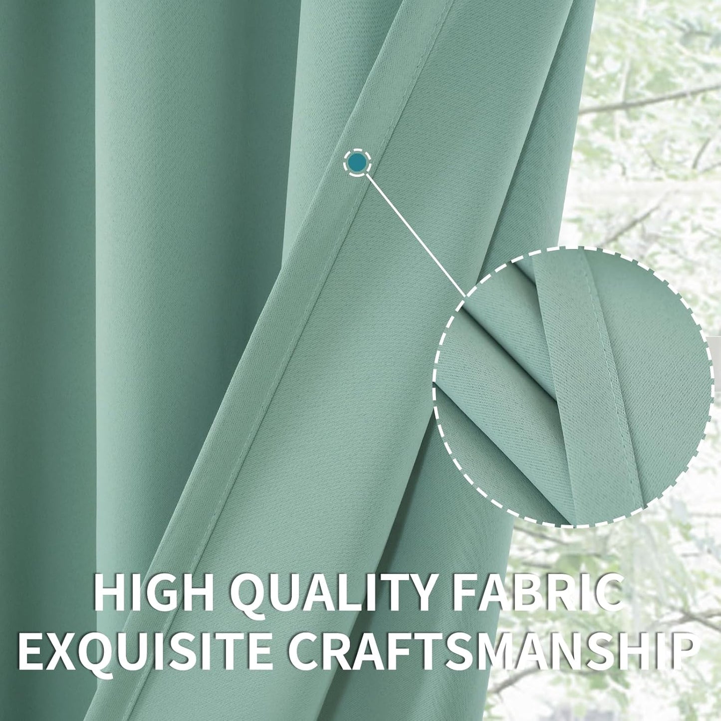 BGment Sage Green Blackout Curtains 40 Inches Long for Kitchen Cafe Window - Short Thermal Insulated Drapes with Rod Pocket Room Darkening for Bathroom, 34 x 40 Inch, 2 Panels