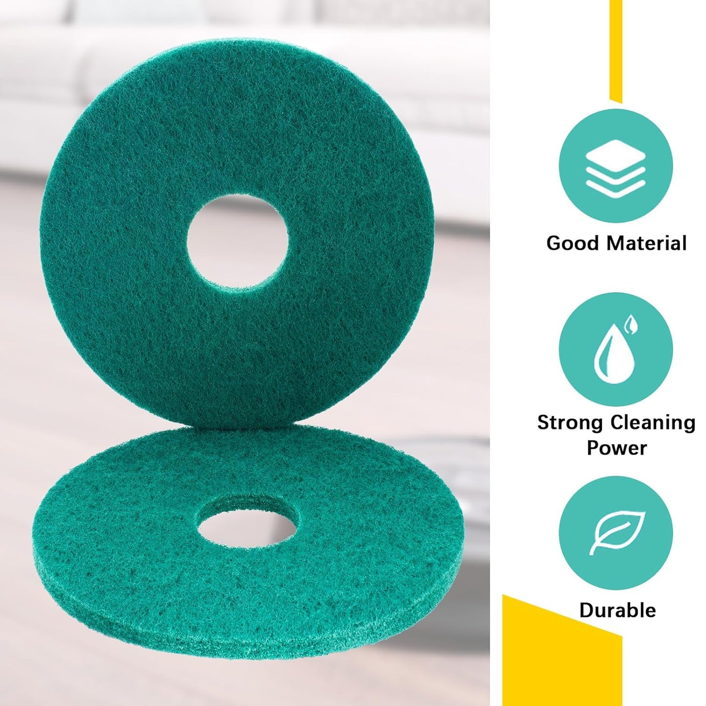 2 Pcs 12" Green Scrubbing Pads Commercial Cleaning Orbiter Pads-Maintenance Non Woven for Floor Buffer Machine