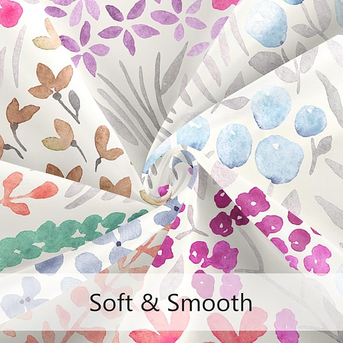 Long Shower Curtain 72 x 78 Inch, Tall Cute Floral Shower Curtain for Bathroom, Hot Pink Wildflower Boho Cottagecore Fabric Shower Curtain Set with Hooks